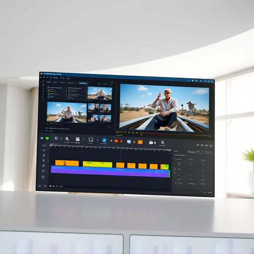 Captura de pantalla de un software de edición de video profesional.