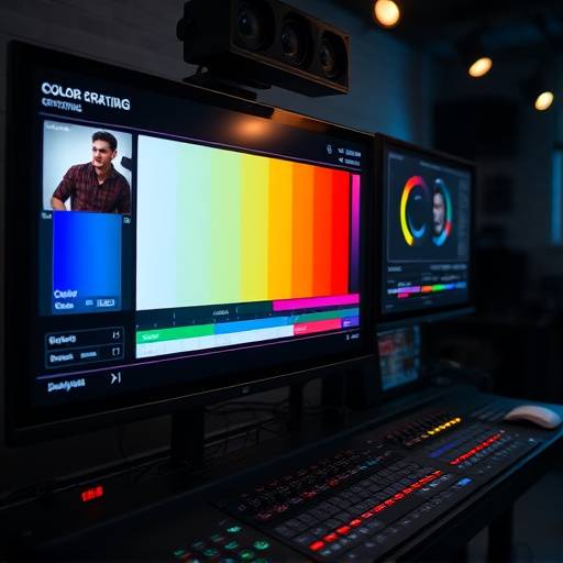 Imagen de un panel de control de corrección de color con ajustes de color en una pantalla.